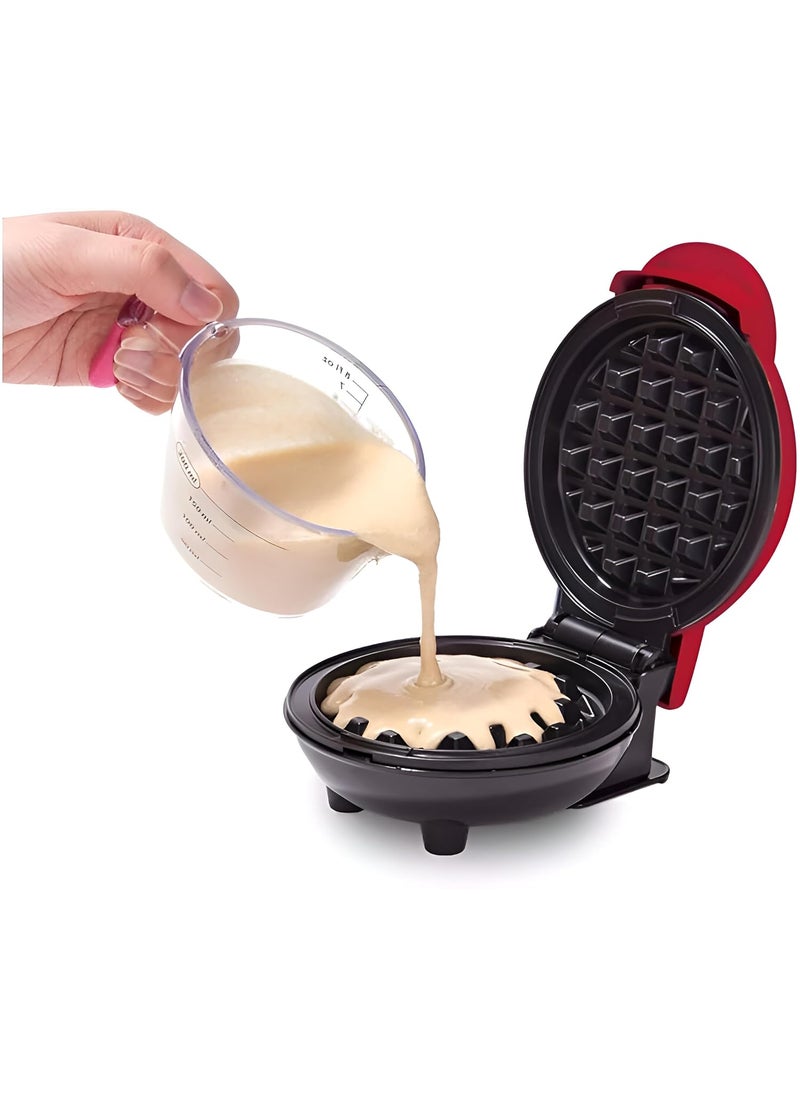 Mishwaan Mini waffle Maker for Individual Waffles Hash Browns Keto Chaffles with Easy to Clean NonStick Surfaces 4 Inch Red Dual Side Heating Best Gift Item