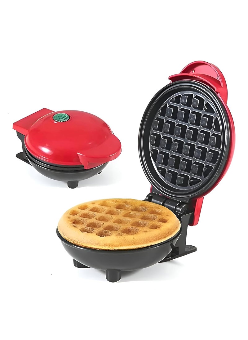 Mishwaan Mini waffle Maker for Individual Waffles Hash Browns Keto Chaffles with Easy to Clean NonStick Surfaces 4 Inch Red Dual Side Heating Best Gift Item