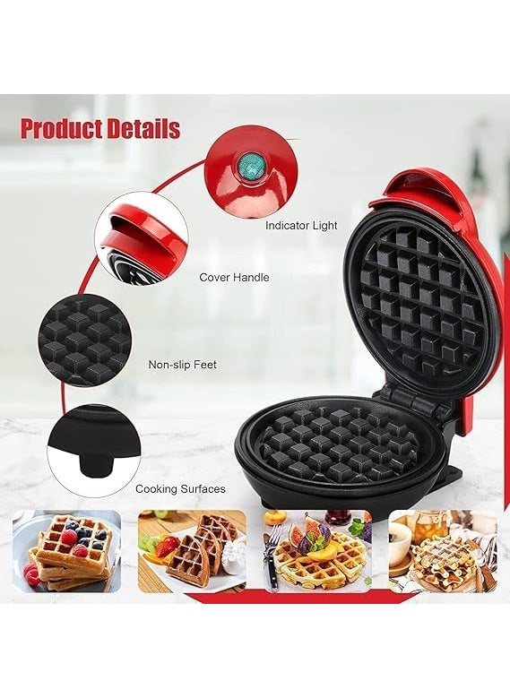 BKQPTL Mini Waffle Maker Machine 3 In 1 Easy To Clean Dual Side Plate Electric Waffle Iron Pancake Maker Perfect For Pan Cakes Dessert Breakfast 350 Watts 4 Inch Multicolor Standard