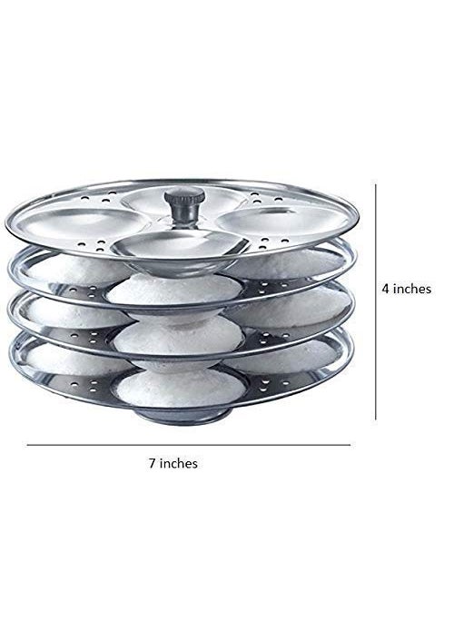 DIGIDEAL Stainless Steel idli Maker Idly Stand with 4 Plates and 16 Cavities4 idly Cavities in 1 Plate