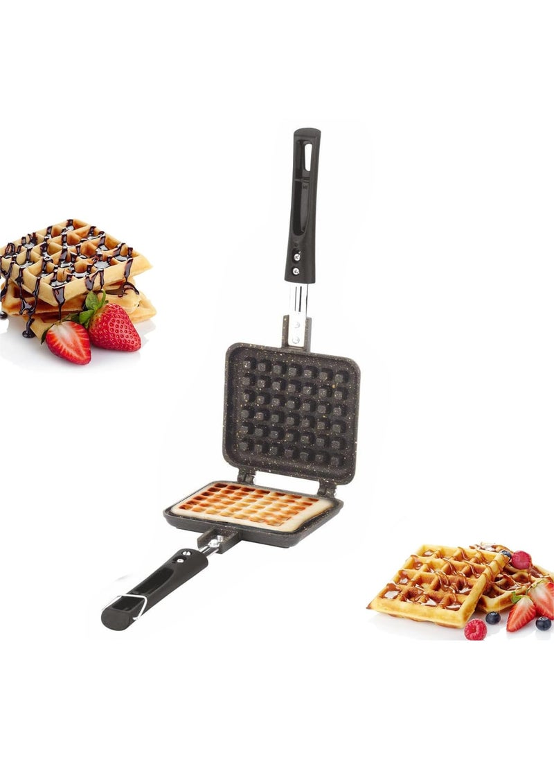PANCA Waffle Maker Pancake Maker Waffle Maker Machine with Comfortable Long Handle for Kitchen Gas Stove Non Stick Pan Press Plate Cooking Baking Tool