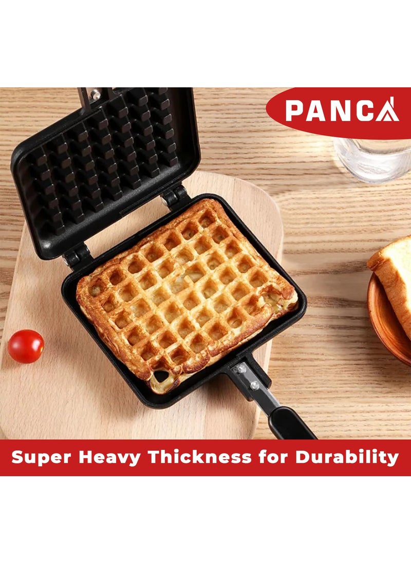 PANCA Waffle Maker Pancake Maker Waffle Maker Machine with Comfortable Long Handle for Kitchen Gas Stove Non Stick Pan Press Plate Cooking Baking Tool