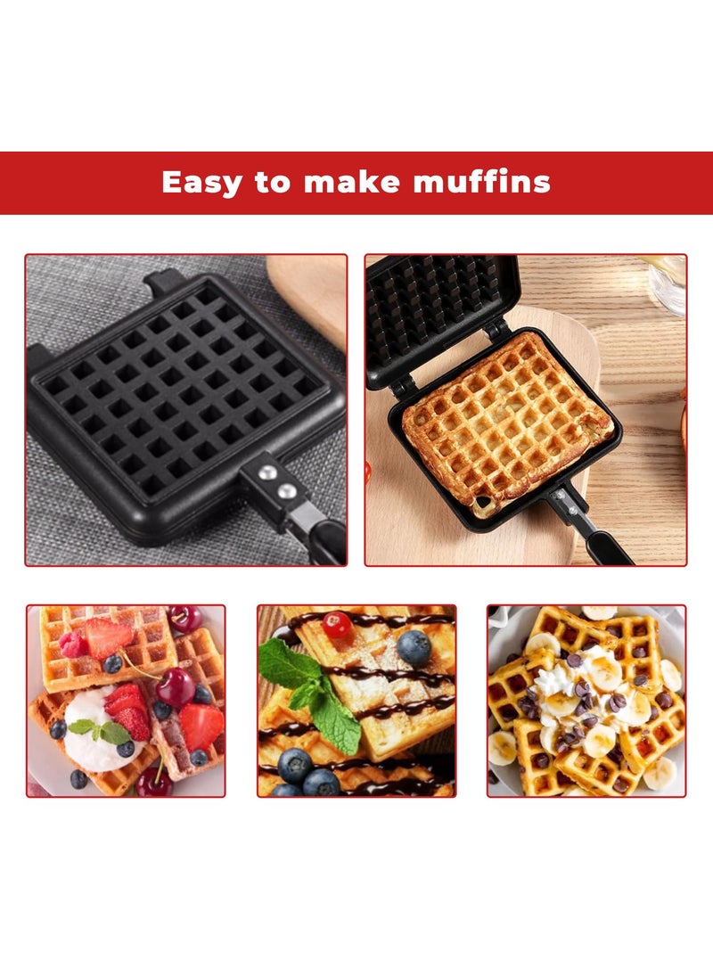 PANCA Waffle Maker Pancake Maker Waffle Maker Machine with Comfortable Long Handle for Kitchen Gas Stove Non Stick Pan Press Plate Cooking Baking Tool