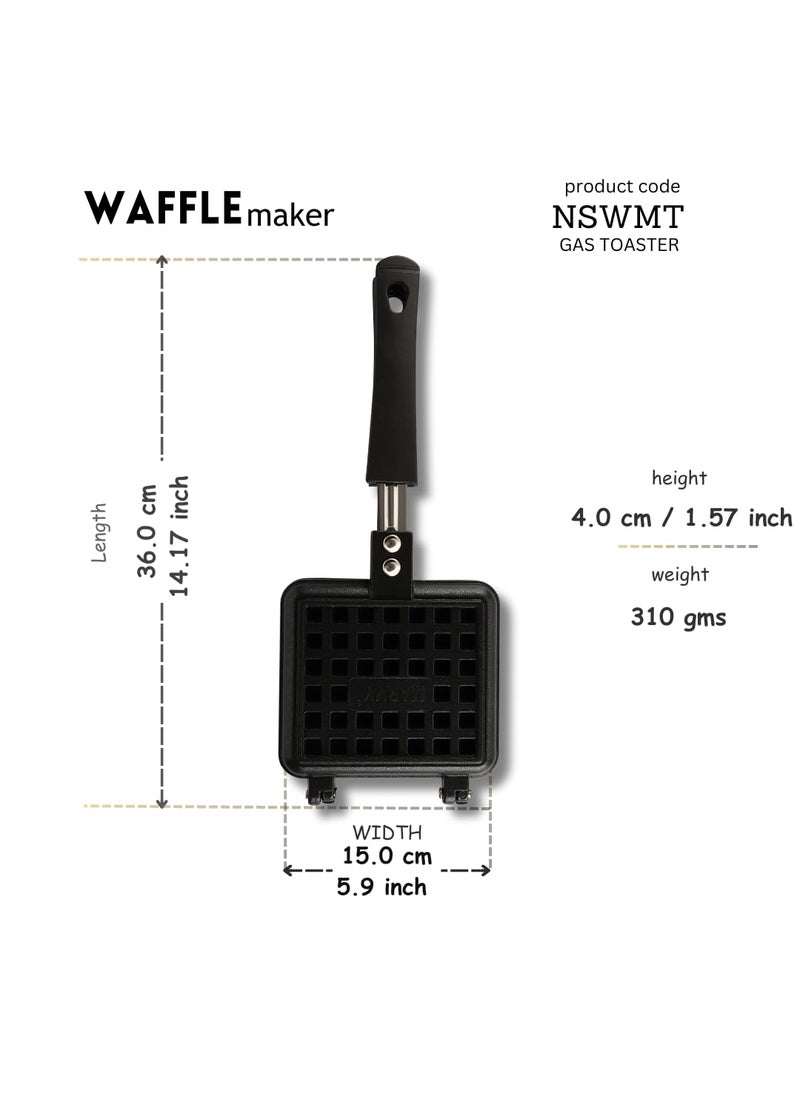 Nierva NonStick Surface Portable Gas Waffle Pan Cake Maker Machine Gas Base 3 Layer Coating Scratch Proof 36 x 15 cm