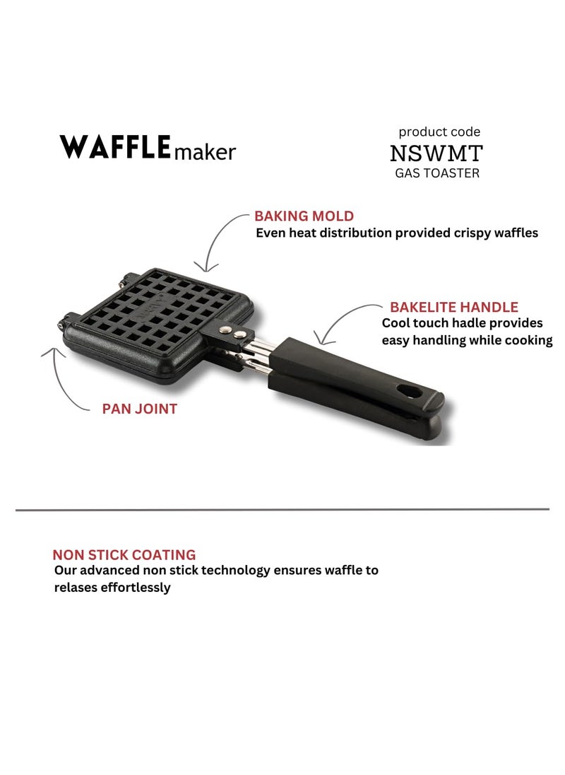 Nierva NonStick Surface Portable Gas Waffle Pan Cake Maker Machine Gas Base 3 Layer Coating Scratch Proof 36 x 15 cm