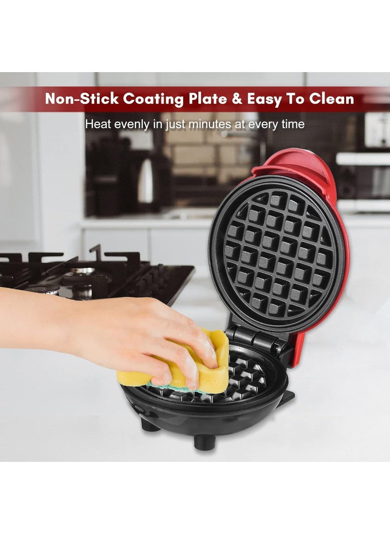 DEVANI IMPEX Mini Waffle Maker Machine Suitable for Single Waffle Paninis Potato Pancake and Other Mini Waffle Making Machine Anytime Anywhere for Breakfast Lunch or Snack Red