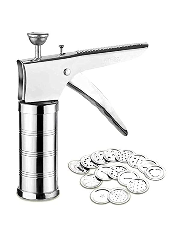 Krystia Stainless Steel Kitchen Press Sev Chakli Murukku Gathiya Sevaiya Maker Sev Machine Sancha Snacks Maker