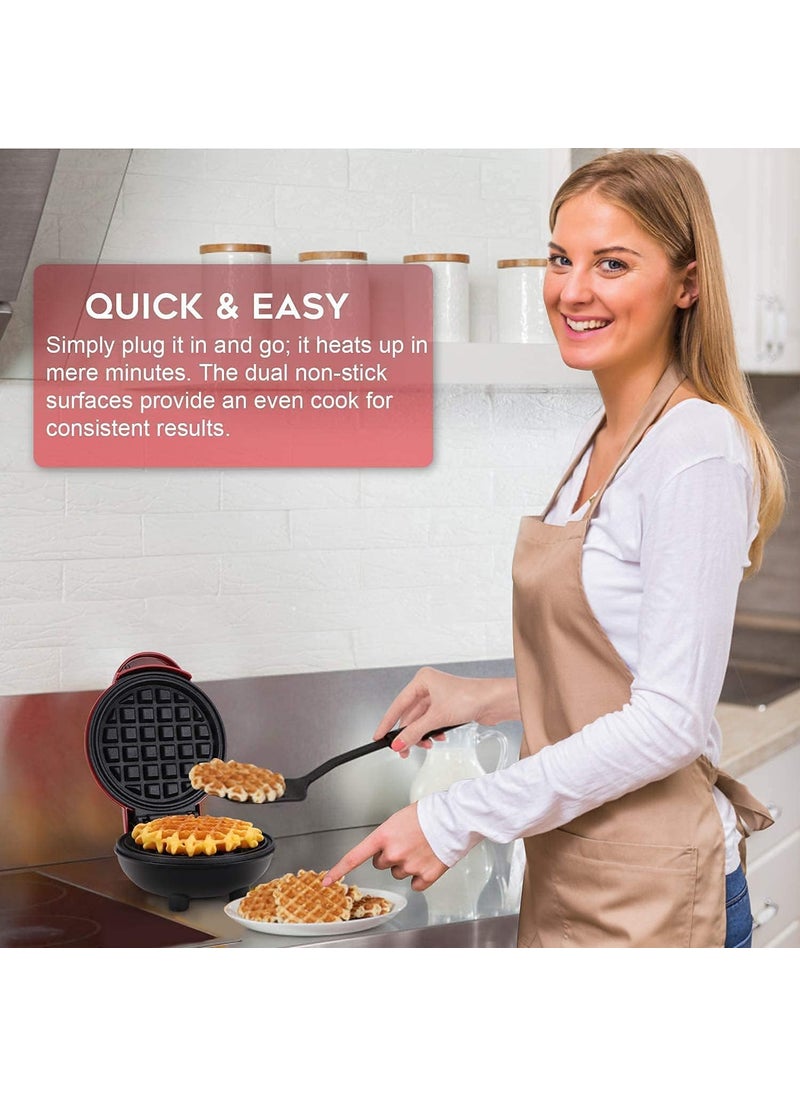 Harnil Mini Waffle Maker 4 Inch 350 Watts Stainless Steel NonStick Electric Iron Machine for Individual Belgian Waffles Pan Cakes Paninis or Other Snacks Mini Waffle Maker
