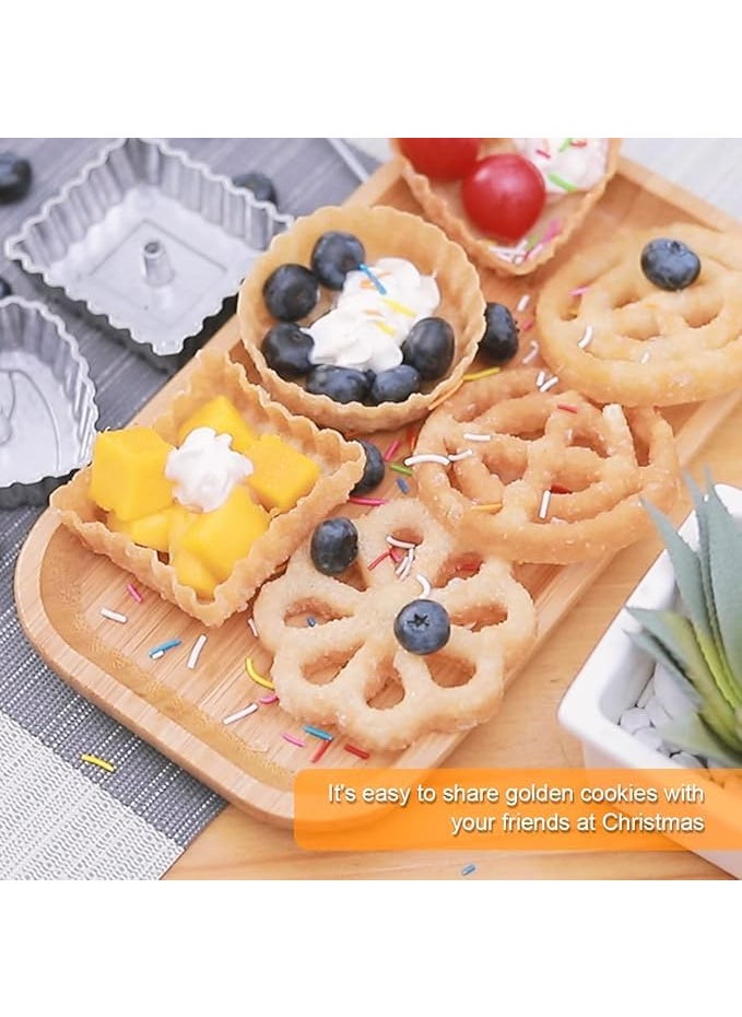 THW Jalebi MakerMold with Handle Rosette Cookie Tool Aluminium Cast Waffle Molds Set with 3 Interchangeable Heads Star Flower Circle for Kitchen Baking Cooking Housewares