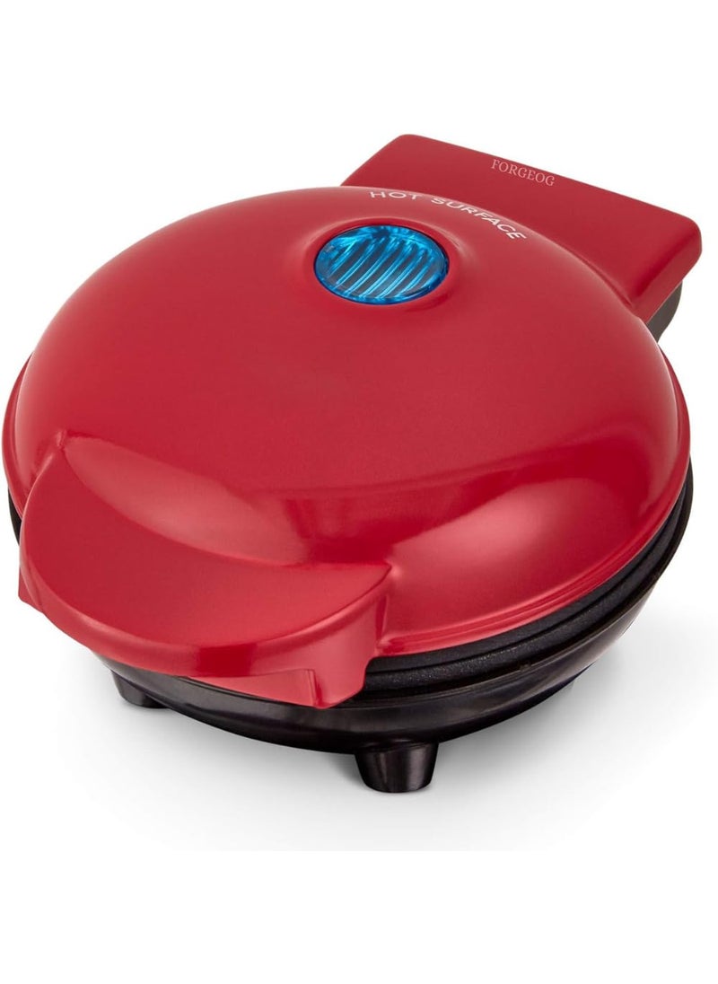 FORGEOG Mini Waffle Maker Stainless Steel Red 4 Inch 350 Watts Multi Color WE1