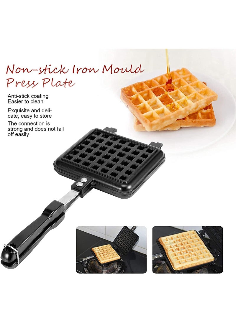 RBGIIT Waffle Maker Machine With Comfortable Handle For Kitchen Gas Stove Non Stick Waffle Maker Pan Press Plate Cooking Baking Tool with Long Handle_2