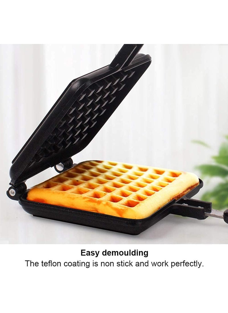 RBGIIT Waffle Maker Machine With Comfortable Handle For Kitchen Gas Stove Non Stick Waffle Maker Pan Press Plate Cooking Baking Tool with Long Handle Low Power Consumption Black_5