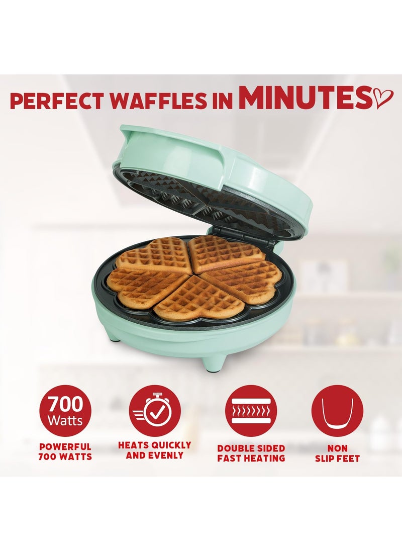 CLICKSWIFT Multi MiniHEART Waffle Maker Machine with NonStick Cooking Plates Cool Touch Handle Indicator For home Restaurant 1Pcs Multicolor