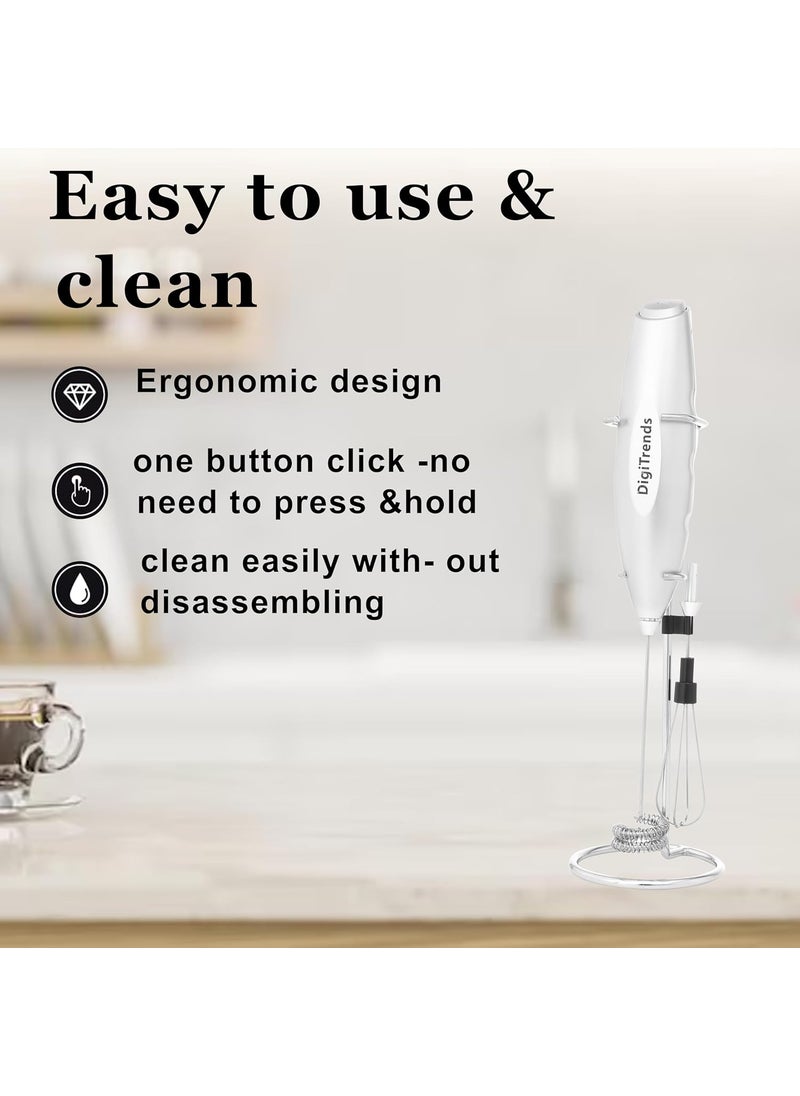 Digitrends Coffee Frother Electric Coffee Blender Milk frotherCoffee Beater for Cappuccino Coffee Milk Egg CreamHandheld Electric Whisker Silver Premium
