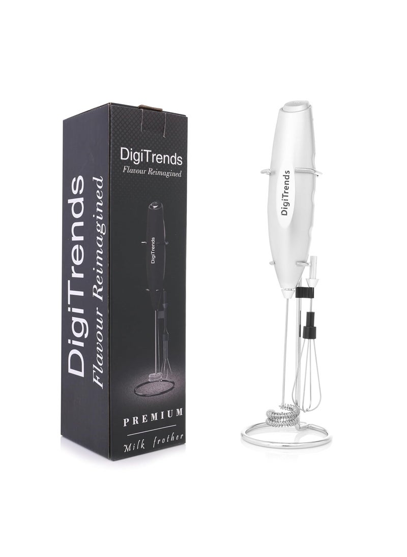 Digitrends Coffee Frother Electric Coffee Blender Milk frotherCoffee Beater for Cappuccino Coffee Milk Egg CreamHandheld Electric Whisker Silver Premium