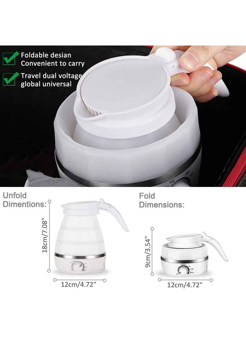 PIPALIYA 100240V Food Grade Silicone and Dual Voltage Travel Foldable Electric Kettle 600 ml with Boil Dry Protection MultiColor
