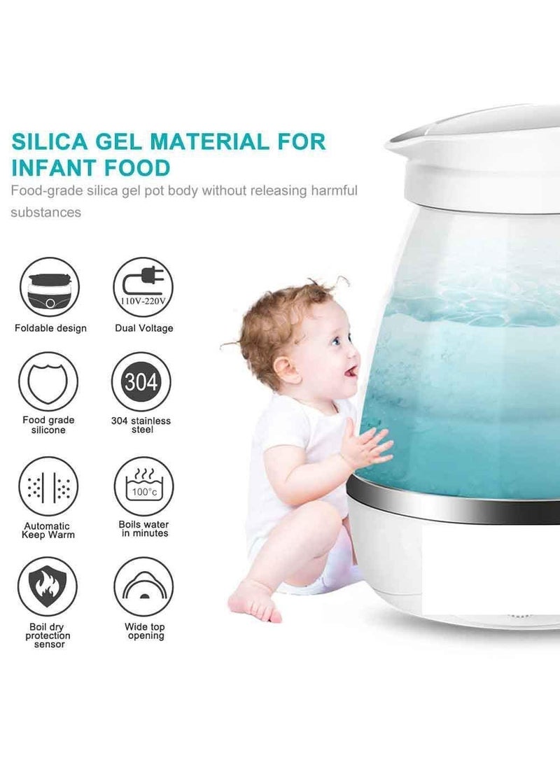 PIPALIYA 100240V Food Grade Silicone and Dual Voltage Travel Foldable Electric Kettle 600 ml with Boil Dry Protection MultiColor