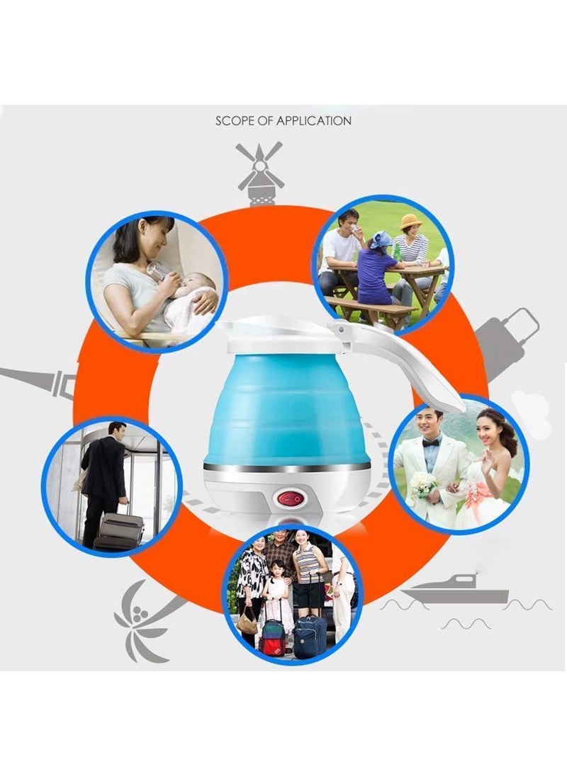 KitchenKraft Portable Foldable Electric Kettle Compact Collapsible Water Boiler for Travel Camping Office Home Use Lightweight Fast Heating