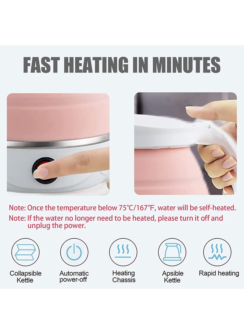 KitchenKraft Portable Foldable Electric Kettle Compact Collapsible Water Boiler for Travel Camping Office Home Use Lightweight Fast Heating