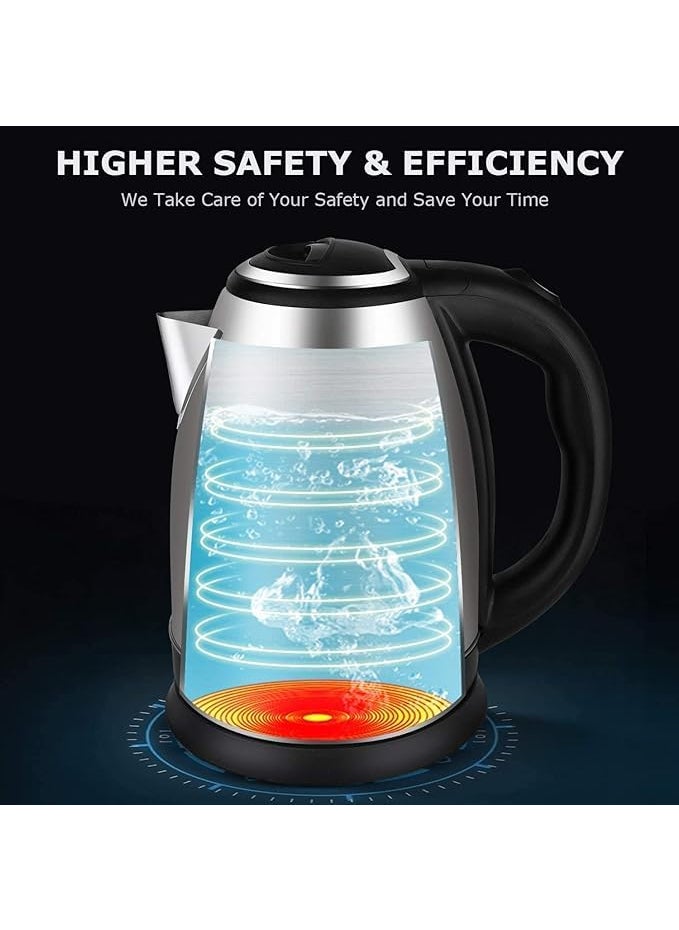 MADRIC Stainless Steel Electric Kettle with Auto Shut Off Multipurpose Extra Large Cattle Electric with Handle Hot Water Tea Coffee Maker and Water Boiler