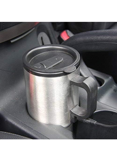 KD ZONE 12V Car Kettle Stainless Steel Travel Coffee Mug Heated Thermos Car Water Heater Tea Coffee Maker Travel Kettle for Hot Water PACK OF 1