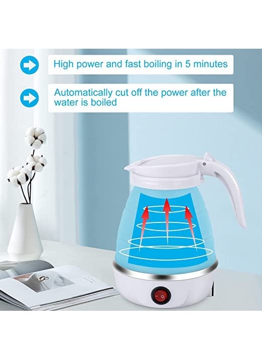 Meubels Travel Portable Kettle Foldable Electric Kettle Upgraded Food Grade Silicone 600ML Portable Electric Kettle for Travel with 2 Collapsible Cups and 1 Collapsible Bowl