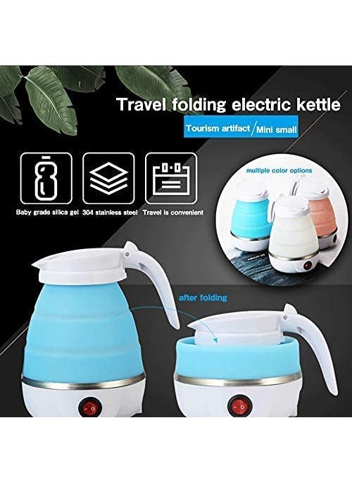 Meubels Travel Portable Kettle Foldable Electric Kettle Upgraded Food Grade Silicone 600ML Portable Electric Kettle for Travel with 2 Collapsible Cups and 1 Collapsible Bowl