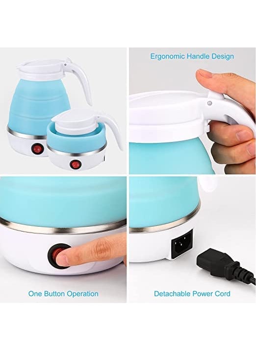 Meubels Travel Portable Kettle Foldable Electric Kettle Upgraded Food Grade Silicone 600ML Portable Electric Kettle for Travel with 2 Collapsible Cups and 1 Collapsible Bowl