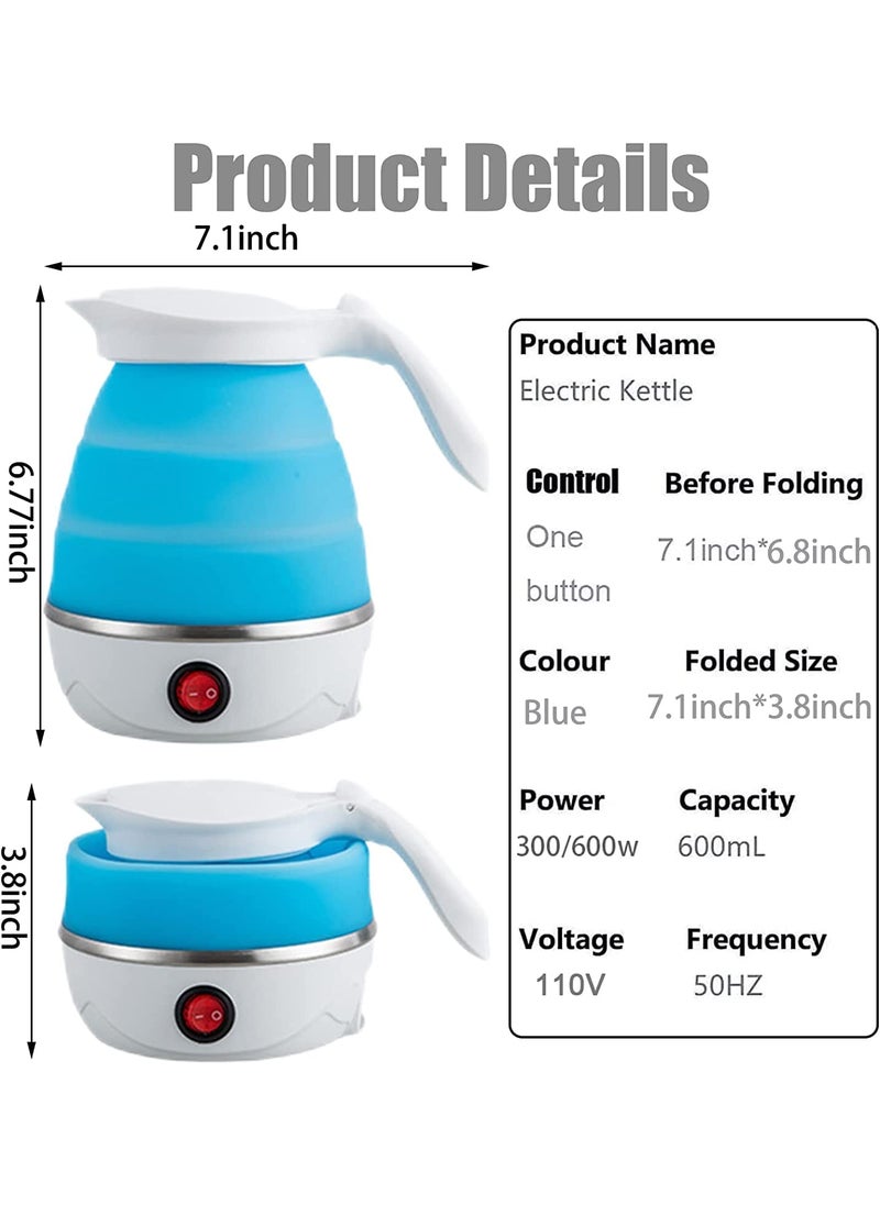 Meubels Travel Portable Kettle Foldable Electric Kettle Upgraded Food Grade Silicone 600ML Portable Electric Kettle for Travel with 2 Collapsible Cups and 1 Collapsible Bowl