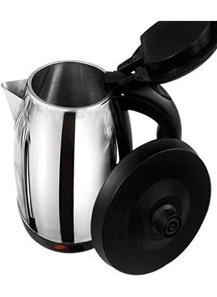 Lexazo Stainless Steel Electric Kettle Multipurpose Extra Large Cattle Electric with Handle Hot Water Tea Coffee Maker Water Boiler Boiling Milk Black 2 Liter