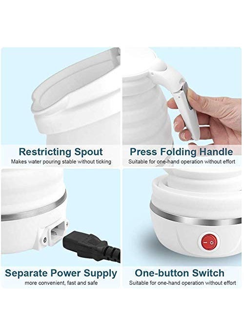 BYRM Foldable Electric Kettle 600ml Kettle for Travelling Mini Boiler for Hot Water Portable Travel kettle For Home Office Use Silicone Fast Boiling Hot Water Boiler Tea Heater Multicolor