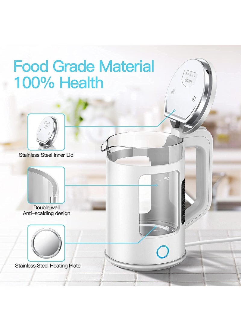 KLIZNIL Electric KettleElectric Design DoubleWalled Glass TwoColor LED with Keep Warm Function 23L hot Water Kettle with Automatic ShutOff and Dry Protection Technology for Coffee TeaWater