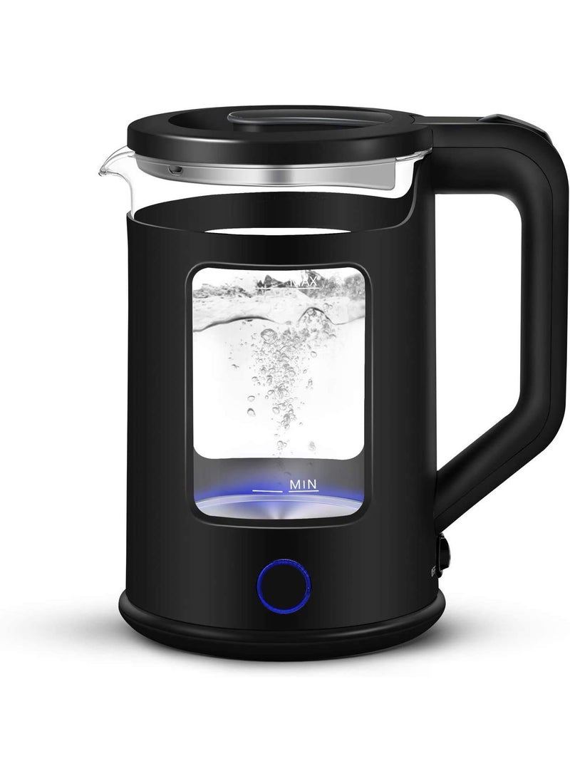 KLIZNIL Electric KettleElectric Design DoubleWalled Glass TwoColor LED with Keep Warm Function 23L hot Water Kettle with Automatic ShutOff and Dry Protection Technology for Coffee TeaWater