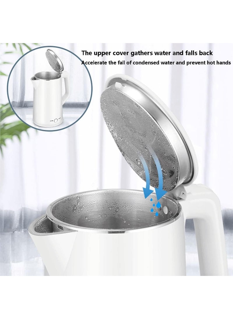 Grofly 2L Electric Kettle Portable Double Wall Stainless Steel Travel Hot Pot Cordless BPA Free Hot Water Boilerboiler for milk tea coffee instant noodles soup etc Handle Lid