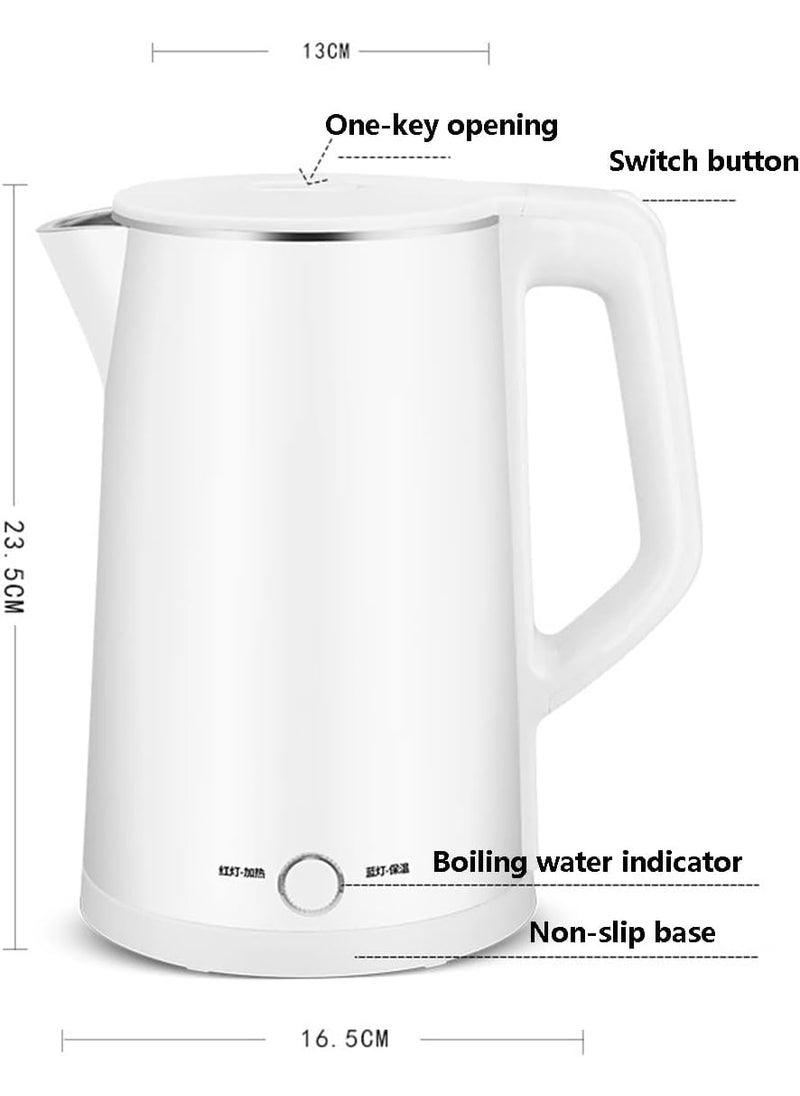 Grofly 2L Electric Kettle Portable Double Wall Stainless Steel Travel Hot Pot Cordless BPA Free Hot Water Boilerboiler for milk tea coffee instant noodles soup etc Handle Lid