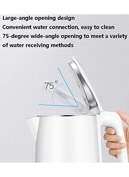 Grofly 2L Electric Kettle Portable Double Wall Stainless Steel Travel Hot Pot Cordless BPA Free Hot Water Boilerboiler for milk tea coffee instant noodles soup etc Handle Lid