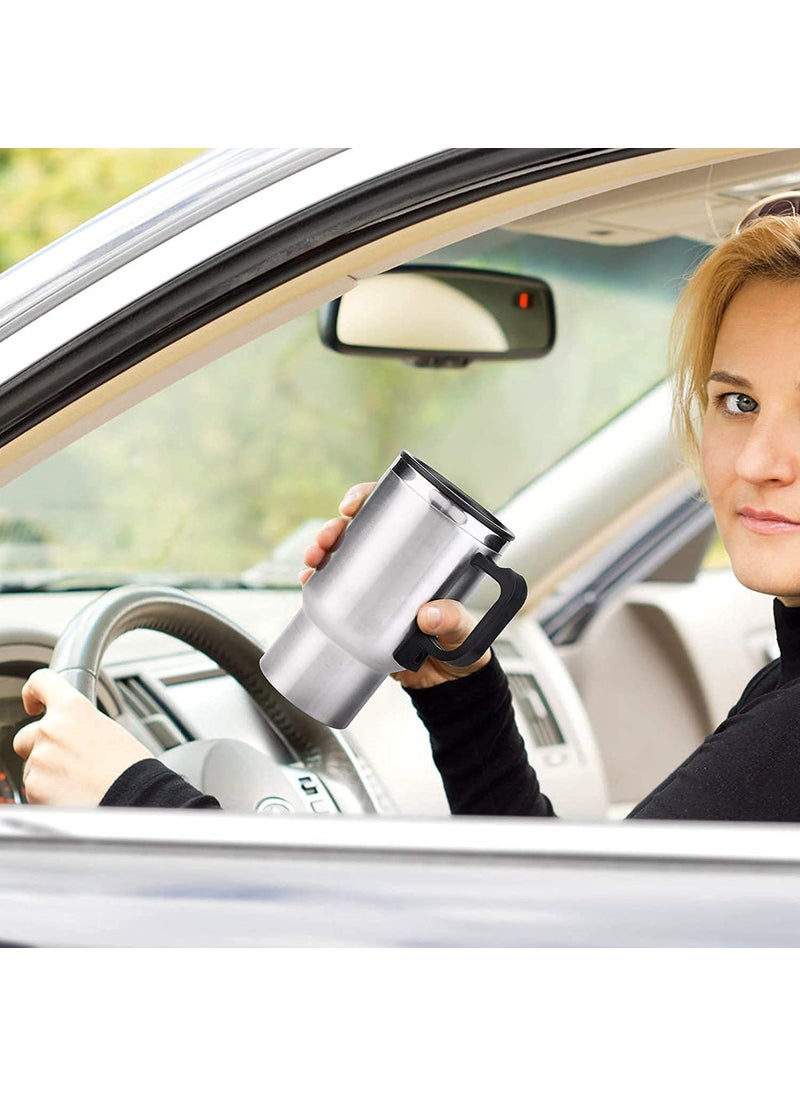 GLOWICK 12V 450ml Water Kettle Stainless Steel Heating Car Kettle Mug Cup Travel Thermoses for Heating Water Coffee Milk Tea 1Pcs
