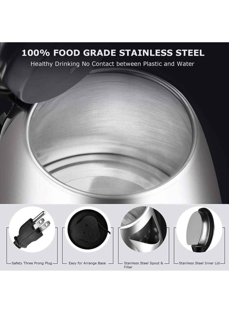 BRITSPEAR Stainless Steel Electric Kettle Automatic Extra Large Cattle Electric with Handle Hot Water Tea Coffee Maker Water Boiler Boiling Milk Black2 Liter