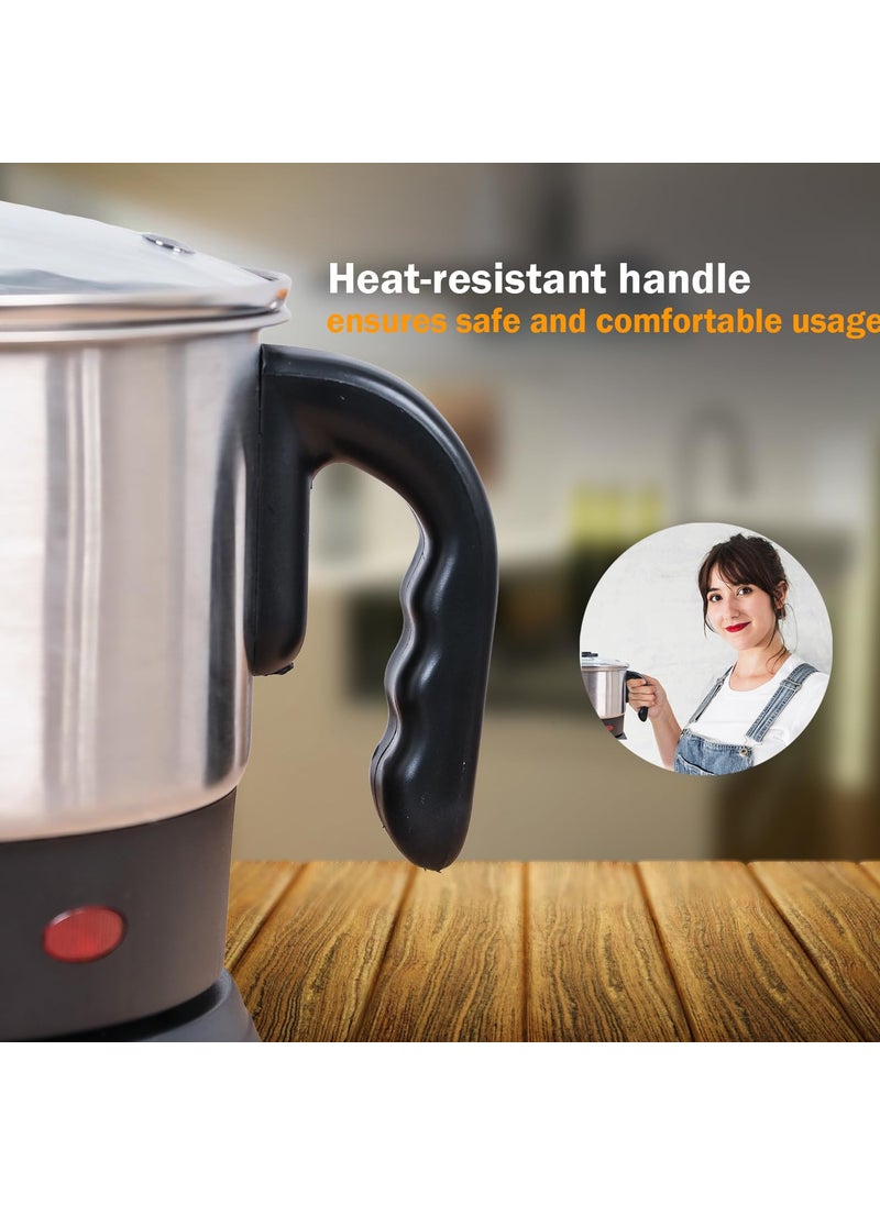Dokro Multipurpose Electric Kettle 15 Liter Premium Stainless Steel Kettle for Boiling Water Eggs Heating Milk Making Tea Coffee MaggieSoup Silver Auto ShutOff feature with LED Indicator