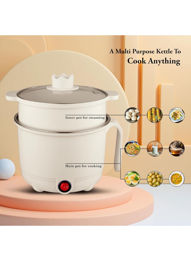 Royalry Premium Multi Purpose KettleCooker with 2 Pots and Egg Boiler TrayAutomatic ShutOff Overheat Protection BoilDry Protection 15 Litre White