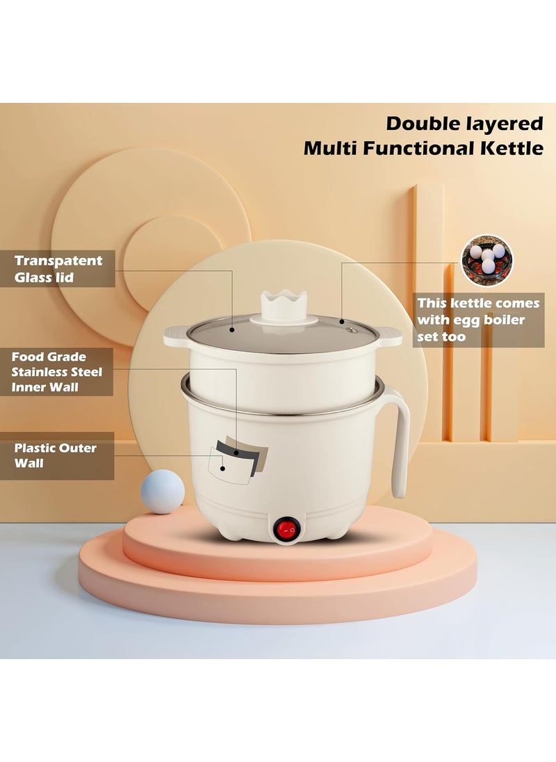 Royalry Premium Multi Purpose KettleCooker with 2 Pots and Egg Boiler TrayAutomatic ShutOff Overheat Protection BoilDry Protection 15 Litre White