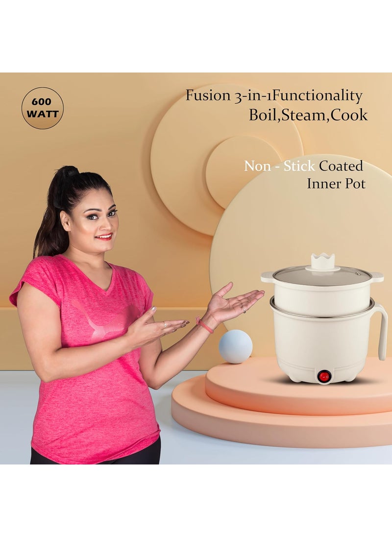 Royalry Premium Multi Purpose KettleCooker with 2 Pots and Egg Boiler TrayAutomatic ShutOff Overheat Protection BoilDry Protection 15 Litre White