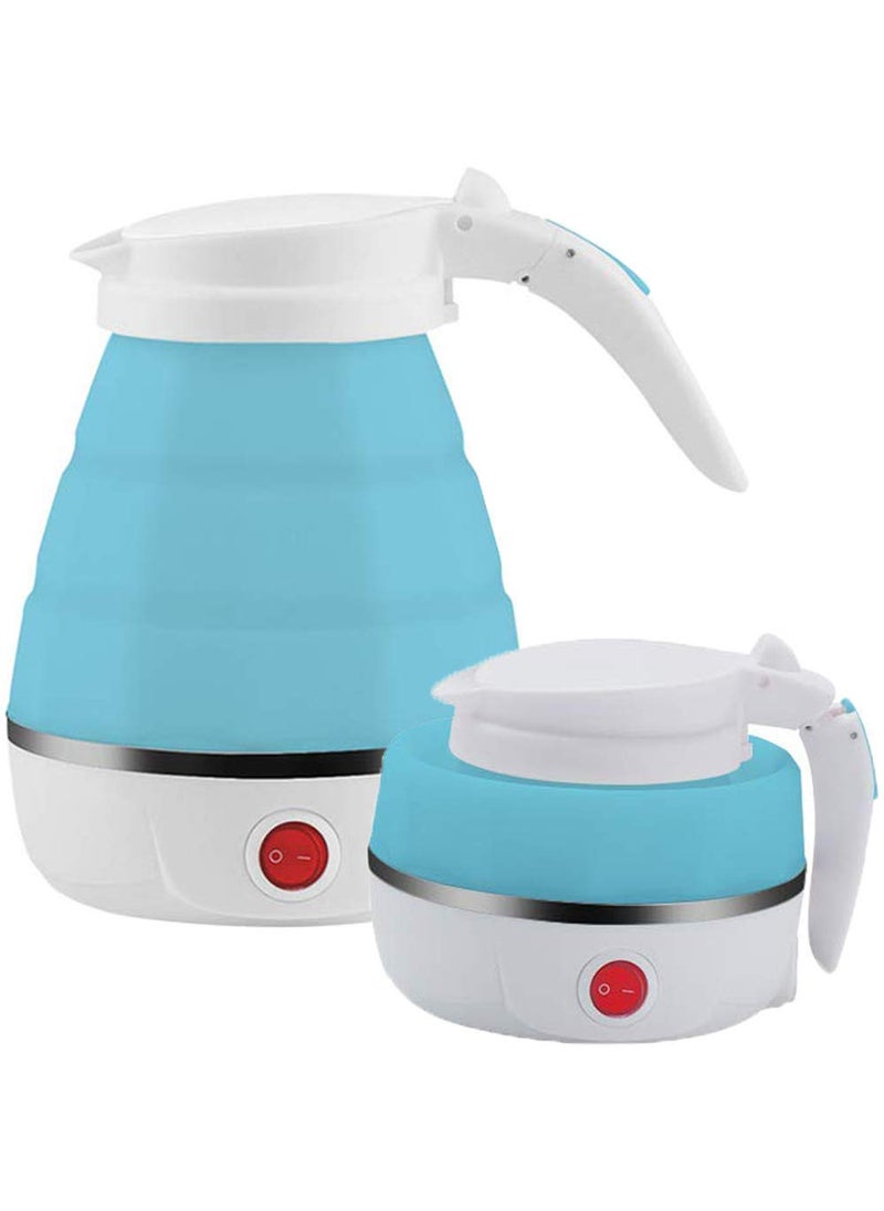 samtrish Travel Folding Electric Kettle Fast Boiling Beautiful Design Collapsible Portable Electric Kettle 600ml Boil Dry Protection 100240V Food Grade Silicone Foldable Kettle White Blue