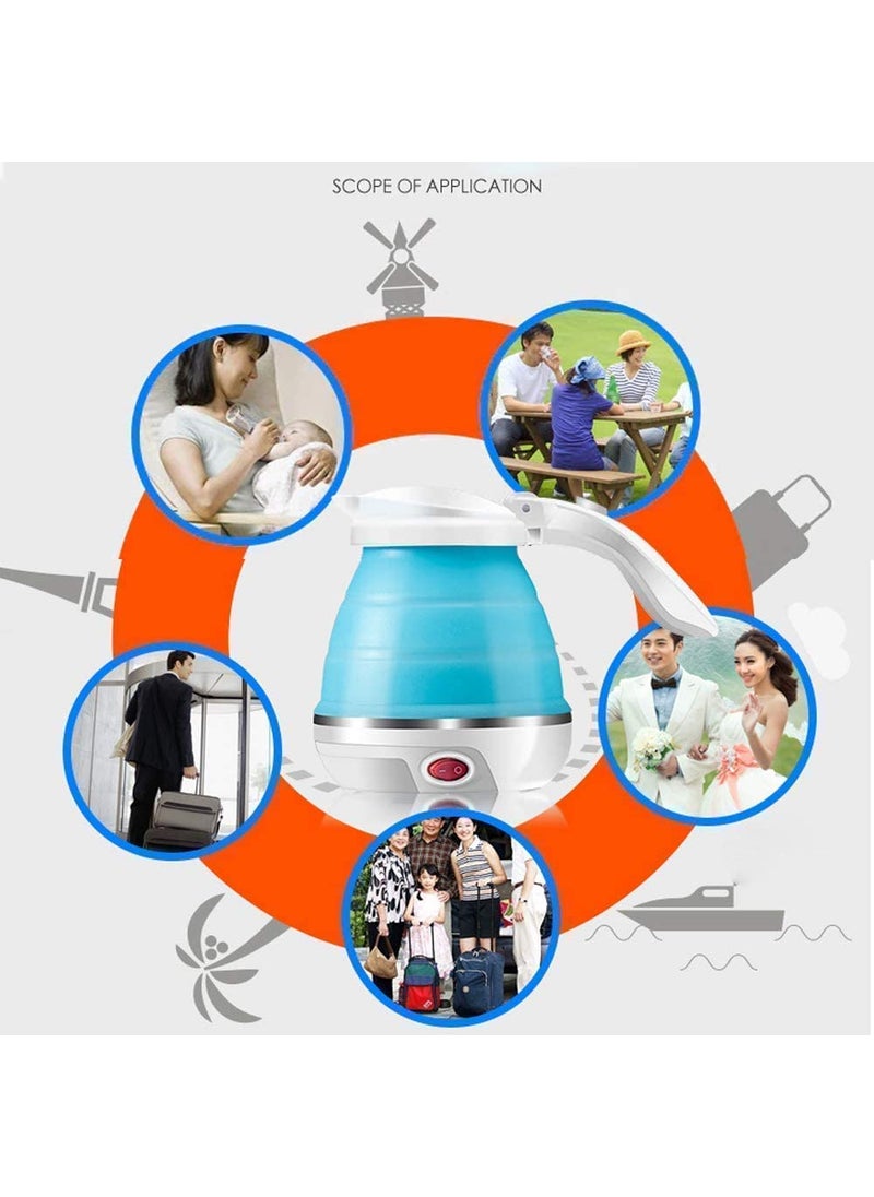 New Home Kitchen Folding Electric Kettle Fast Boiling Portable Electric Kettle 600ml Boil Dry Protection 100240V Food Grade Silicone Foldable Kettle MultiColor