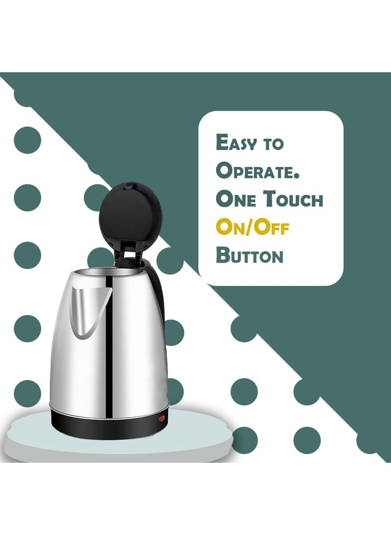 SIEGRO Electric Kettle With Stainless Steel Power Indicator Auto CutOff Detachable Kettle For Boiling Water Making Tea Coffee 2 Litre