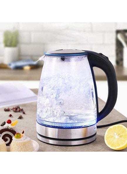 RHYDON Electric Kettle Glass Hot Water Boiler Tea Heater with LED Indicator Inner Lid Bottom Auto ShutOffBoilDry Protection BPA Free Cordless Teapot