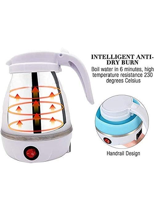 Delzon Collapsible Folding Electric Kettle 650 ml Portable Kettle Voltage 220v240vBlueWhite