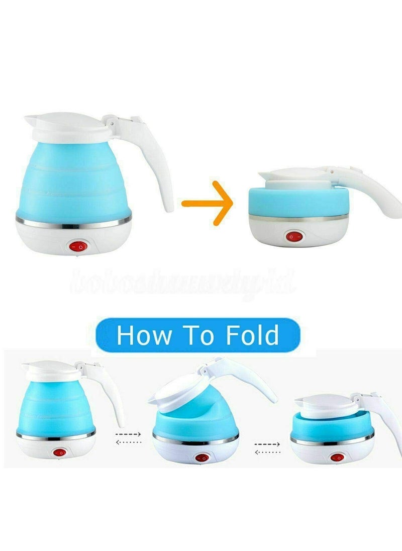 Delzon Collapsible Folding Electric Kettle 650 ml Portable Kettle Voltage 220v240vBlueWhite