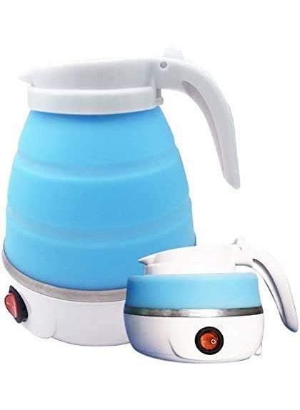 Delzon Collapsible Folding Electric Kettle 650 ml Portable Kettle Voltage 220v240vBlueWhite