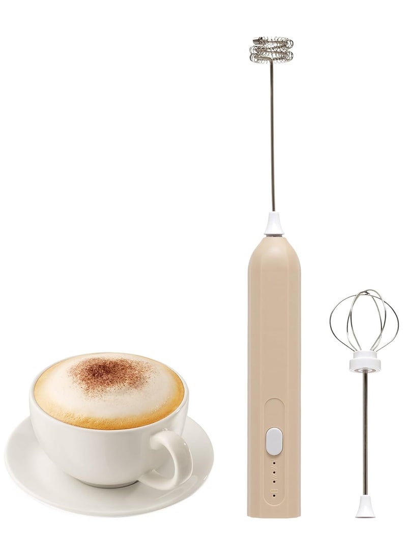 Ghime Milk Frother 3 Speed Electric Hand Blender Rechargeable Stainless Steel Whisk and Frother for Cream Whisk Milk Frother Egg Hand Blender 6 Months Warranty Khakhi